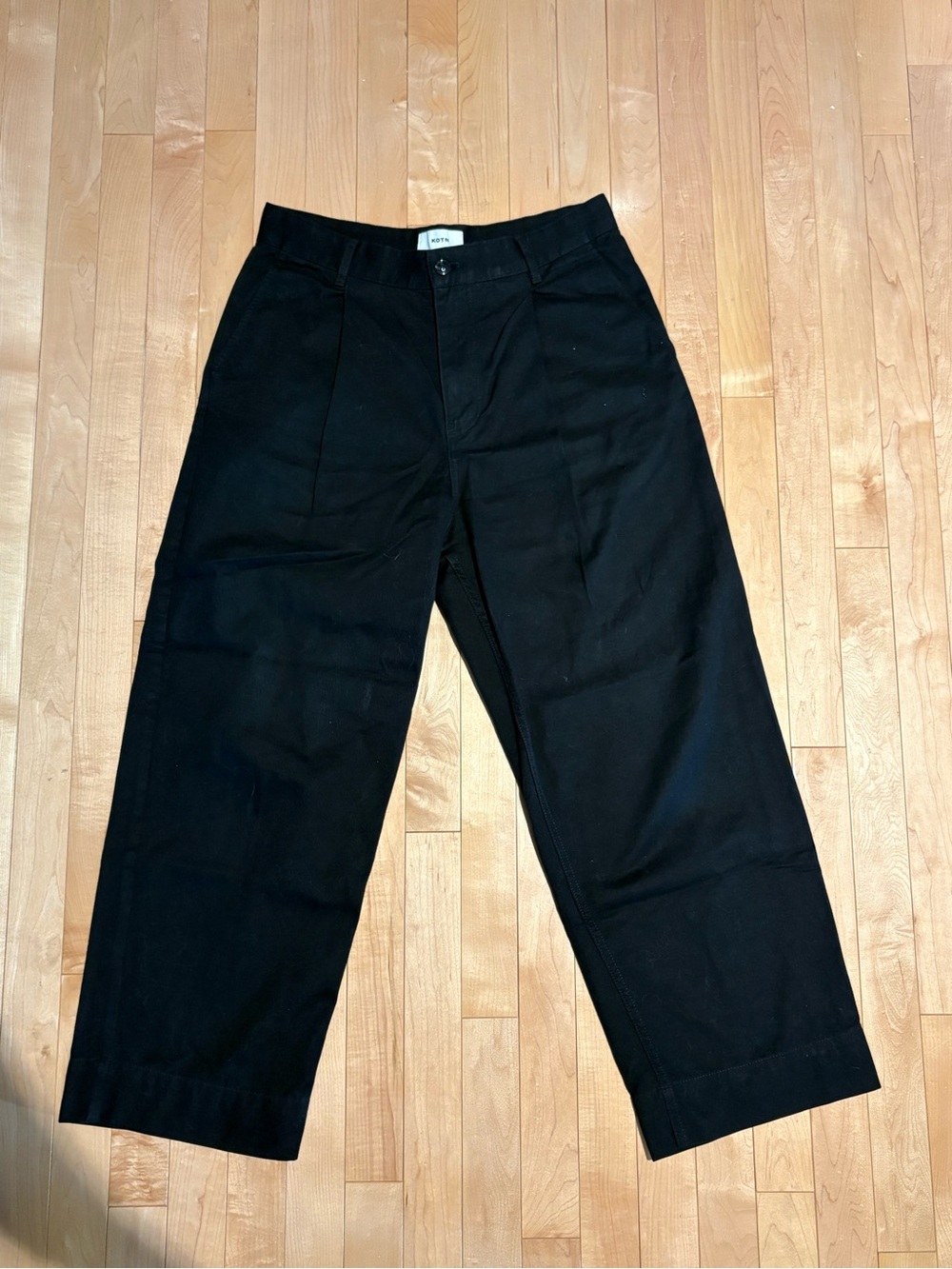 KOTN Black Wide-Leg Chinos with High Rise